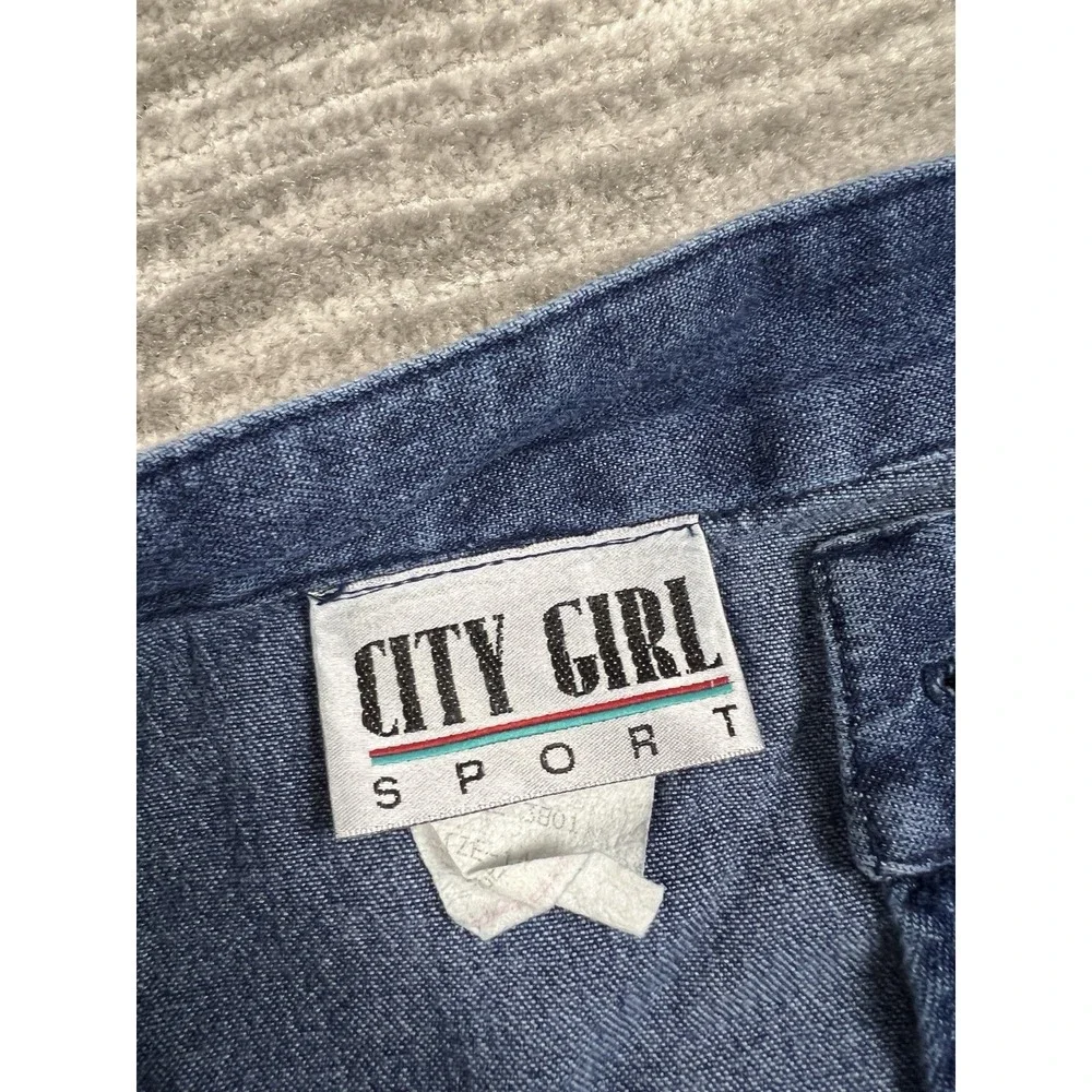Vintage City Girl Sport Skirt Womens 14 Blue Denim Dark Wash Long USA‎
